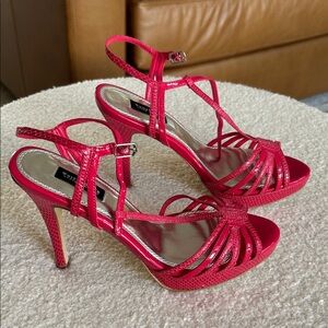 White House Black Market Vibrant Red Strappy Heels